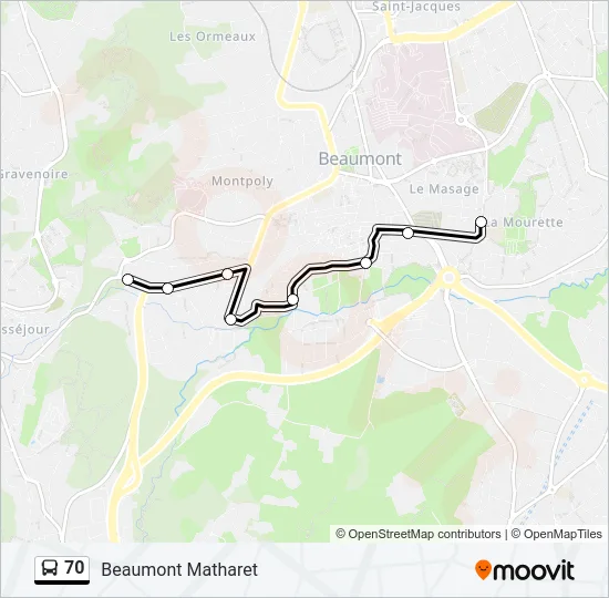 70 Bus Line Map