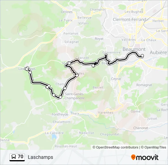 70 Bus Line Map