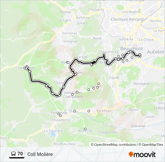 70 Bus Line Map