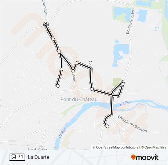 Plan de la ligne 71 de bus