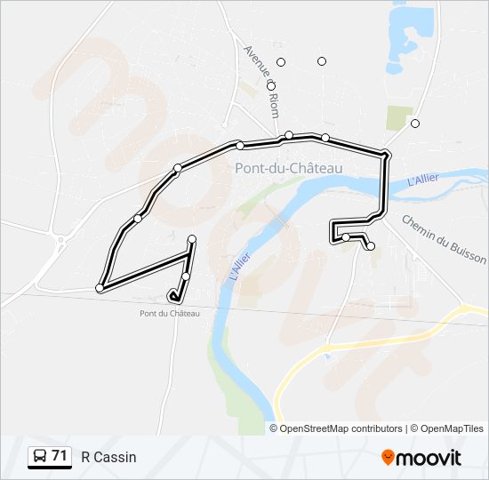 Plan de la ligne 71 de bus