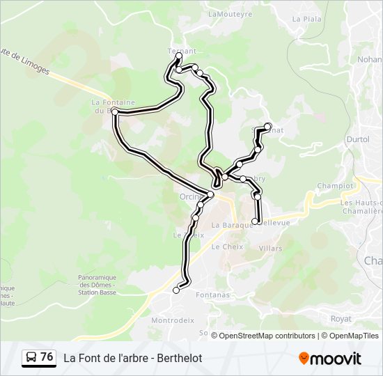 Plan de la ligne 76 de bus