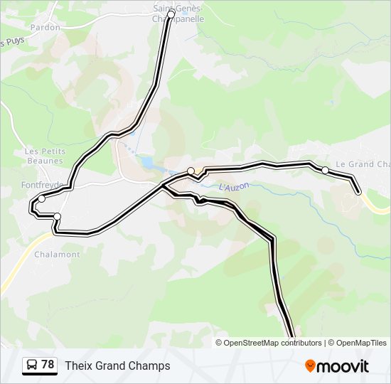 Plan de la ligne 78 de bus