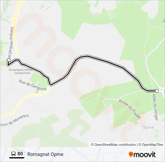 80 Bus Line Map