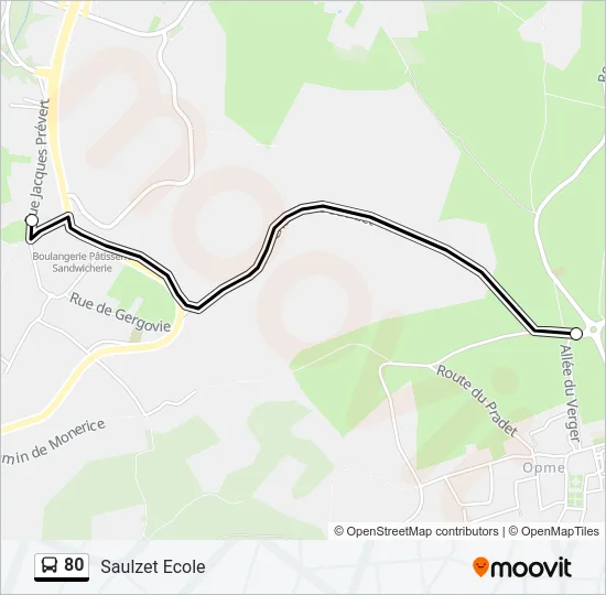 80 Bus Line Map