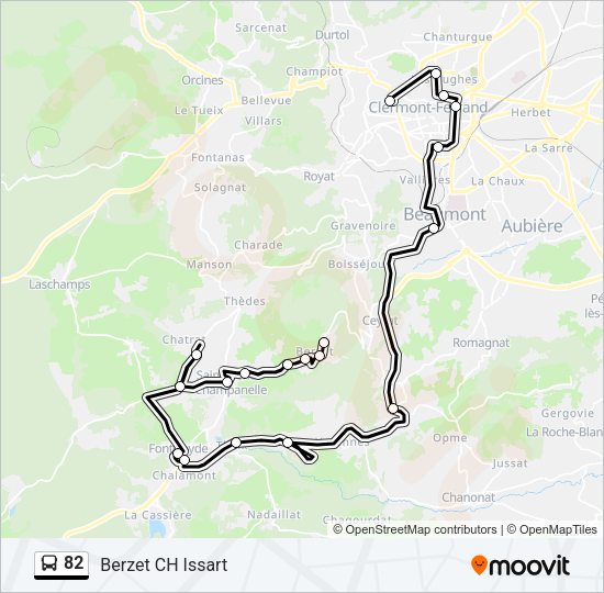 Plan de la ligne 82 de bus
