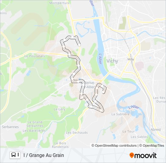 Plan de la ligne I de bus