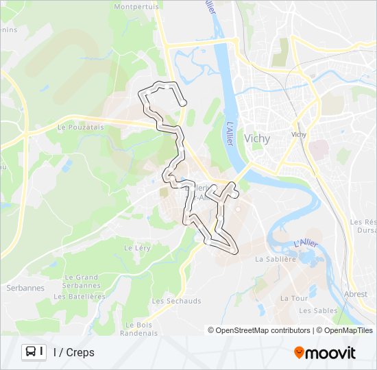 Plan de la ligne I de bus