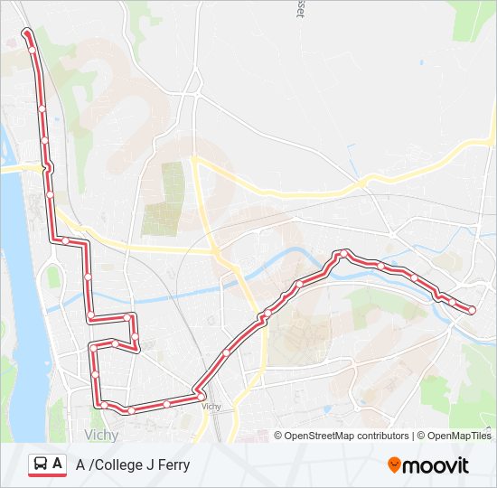 Plan de la ligne A de bus