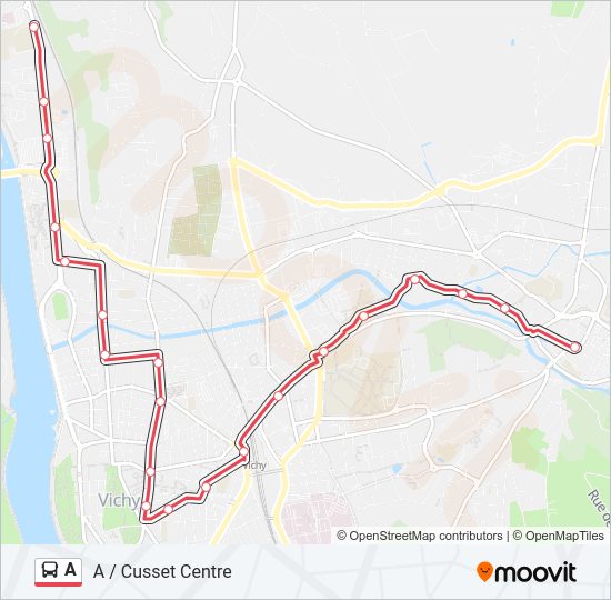 Plan de la ligne A de bus