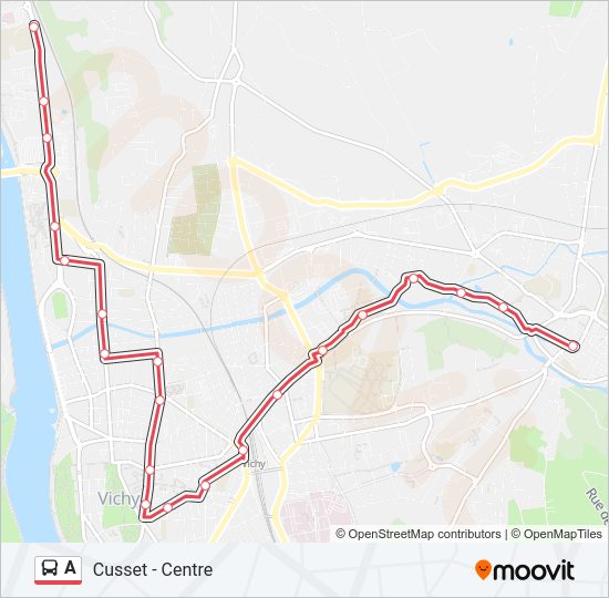 Plan de la ligne A de bus