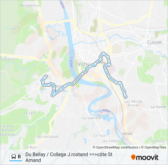 B Bus Line Map