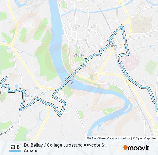 Plan de la ligne B de bus