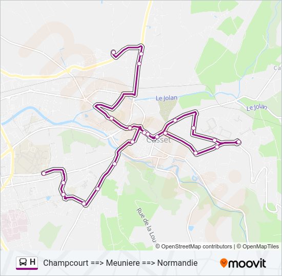 Plan de la ligne H de bus
