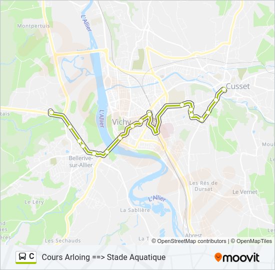 Plan de la ligne C de bus