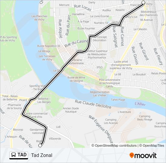 Plan de la ligne TAD de bus