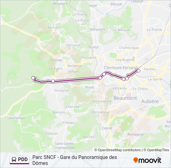 Plan de la ligne PDD de bus