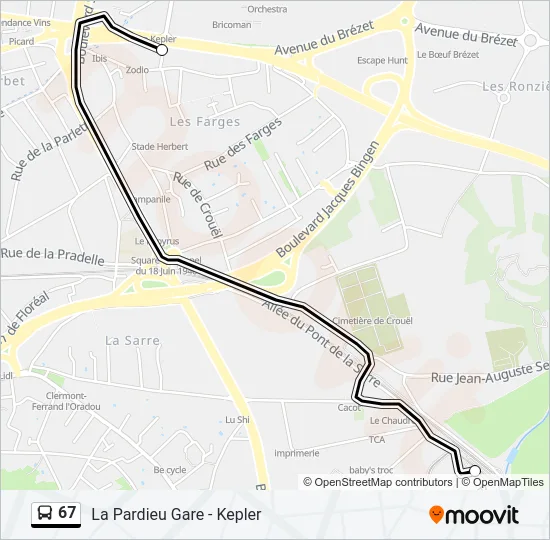 67 Bus Line Map