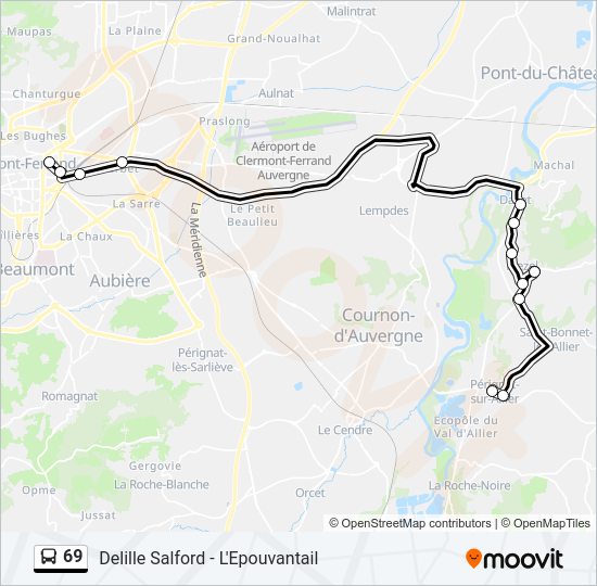 Plan de la ligne 69 de bus