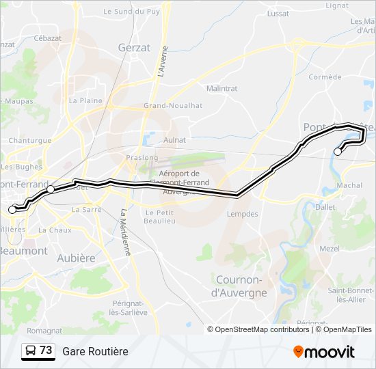Plan de la ligne 73 de bus