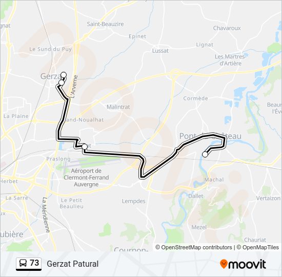 Plan de la ligne 73 de bus