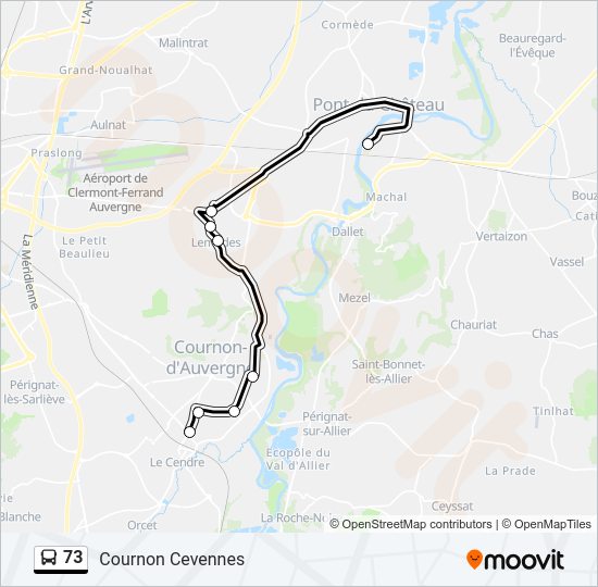 Plan de la ligne 73 de bus
