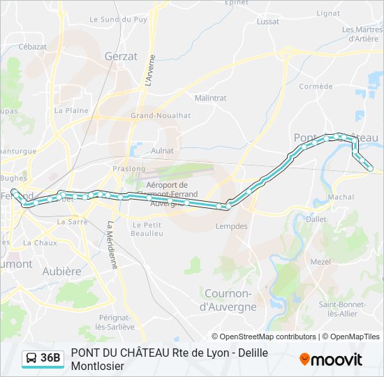 Plan de la ligne 36B de bus