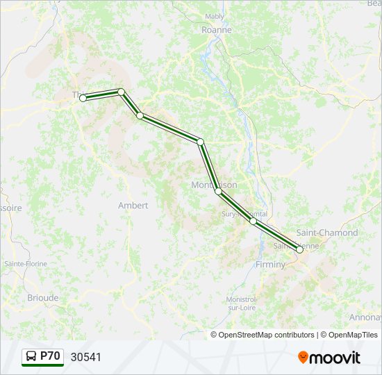 Plan de la ligne P70 de bus