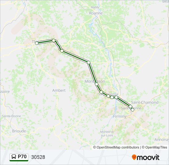 Plan de la ligne P70 de bus