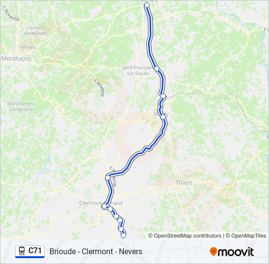 C71 train Line Map