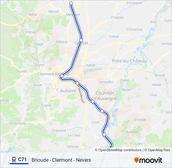 Mapa de C71 de tren