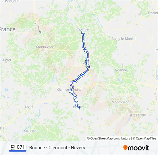 Plan de la ligne C71 de train
