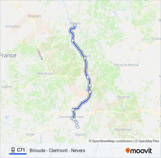 Plan de la ligne C71 de train