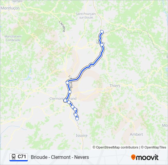 Plan de la ligne C71 de train