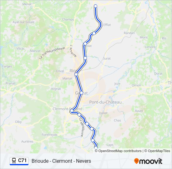 Plan de la ligne C71 de train