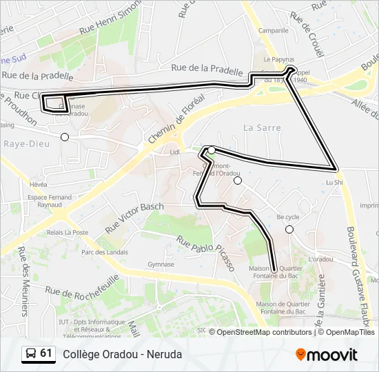 61 Bus Line Map