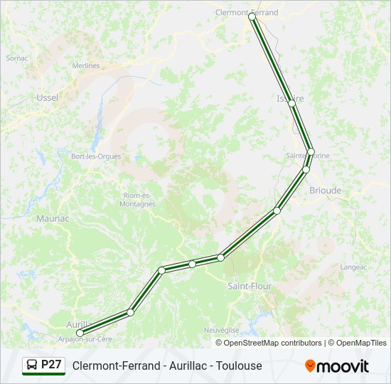 Plan de la ligne P27 de bus
