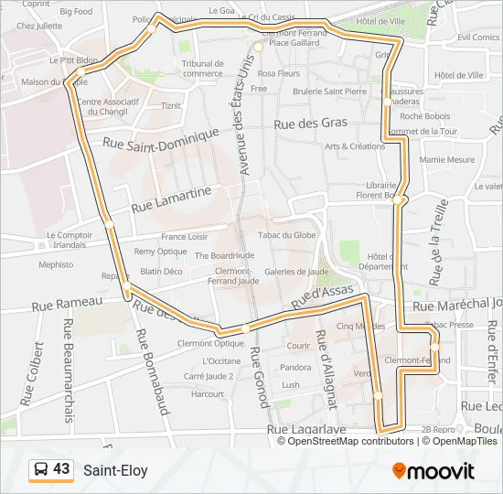 43 Bus Line Map