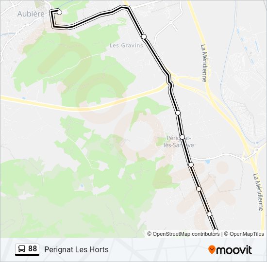 Plan de la ligne 88 de bus