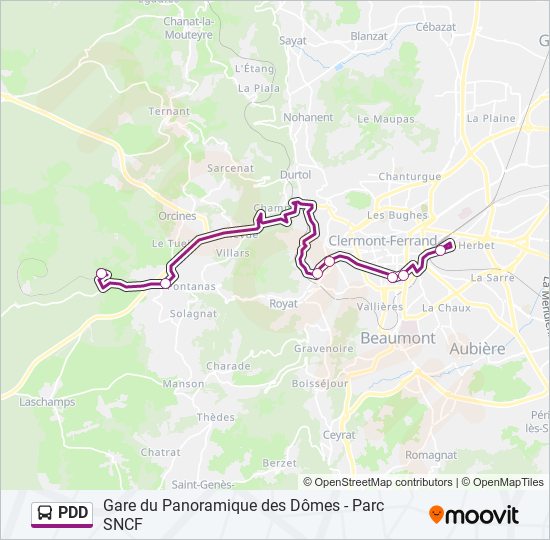 Plan de la ligne PDD de bus