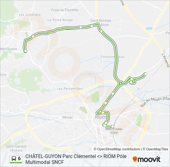 Plan de la ligne 6 de bus