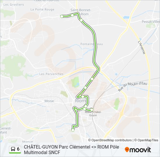 Plan de la ligne 6 de bus