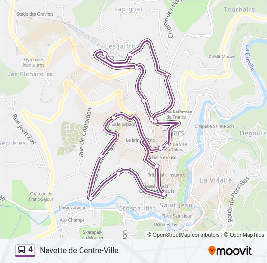 Plan de la ligne 4 de bus