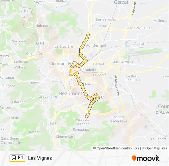 E1 Bus Line Map