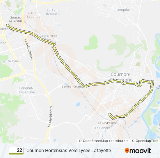 22 Route: Schedules, Stops & Maps - Cournon Hortensias Vers Lycée Lafayette  (Updated)