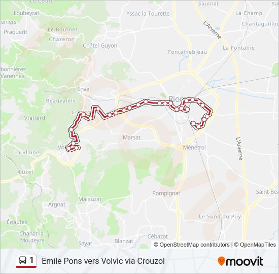 Plan de la ligne 1 de bus