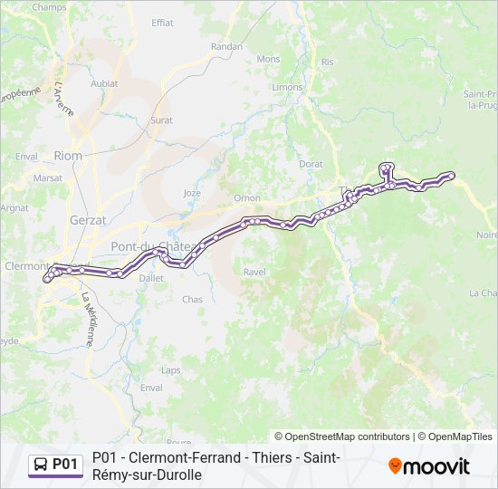 Plan de la ligne P01 de bus