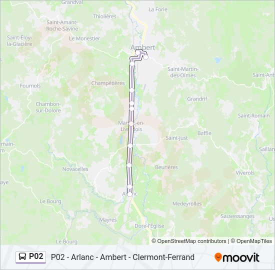 Plan de la ligne P02 de bus
