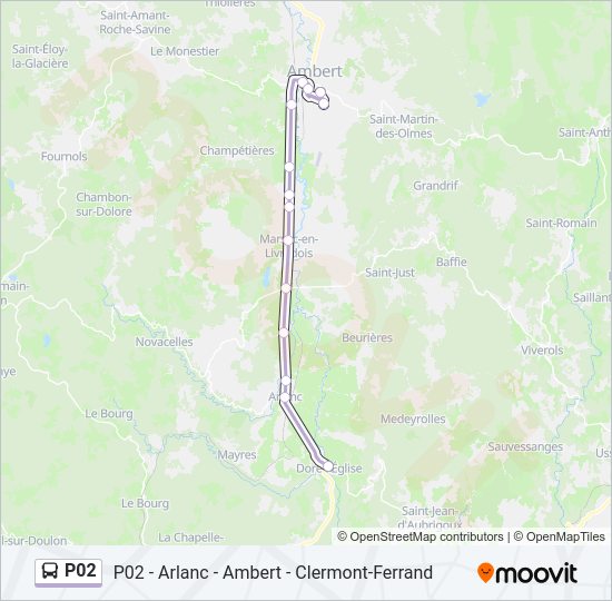 Plan de la ligne P02 de bus