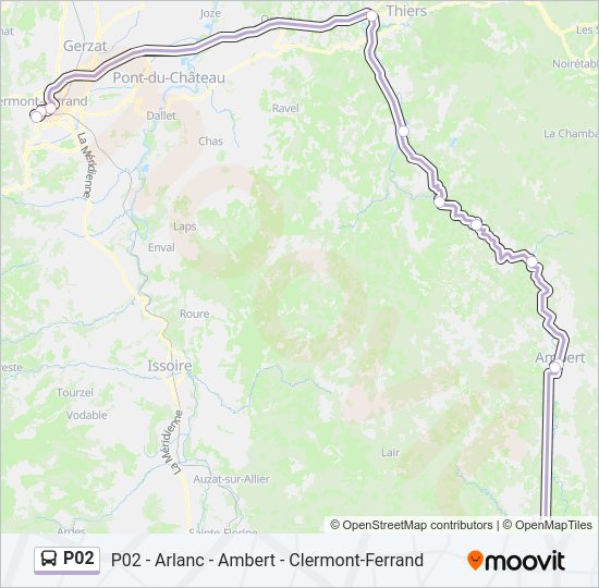 Plan de la ligne P02 de bus